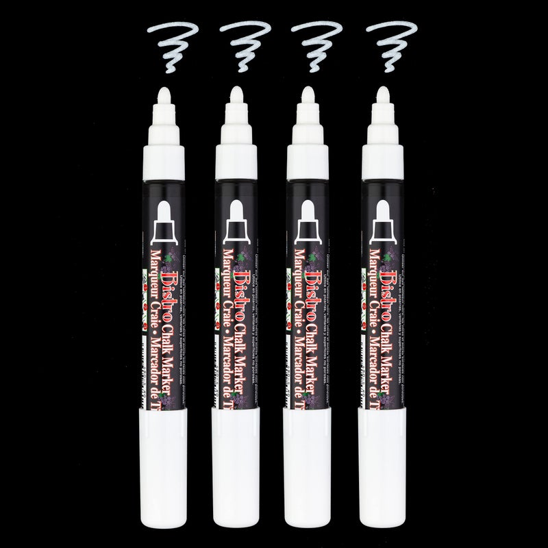 Marvy Uchida UCHIDA 4 White Broad Tip Bistro Chalk Marker - Image 3